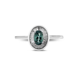 0,67 Karat Pırlantalı Yeşil Safir Yüzük - 1