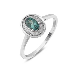 0,67 Karat Pırlantalı Yeşil Safir Yüzük - 2