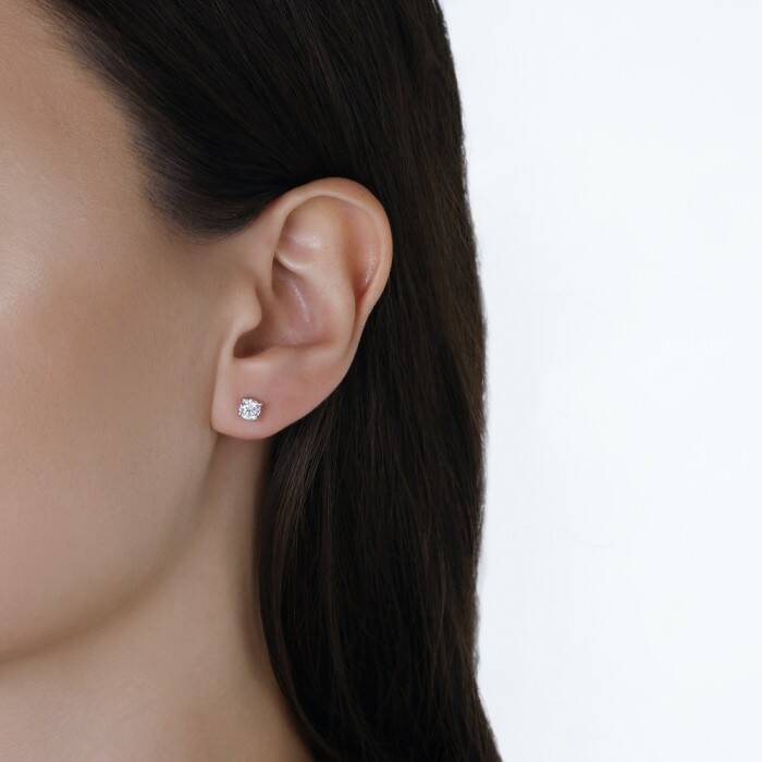 0,68 Karat Pırlanta Tektaş Küpe - 3