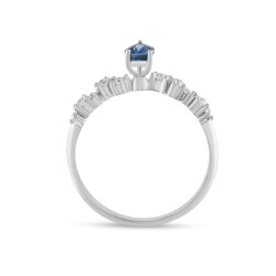 0,69 Karat Pırlanta Damla Safir Yüzük - 3