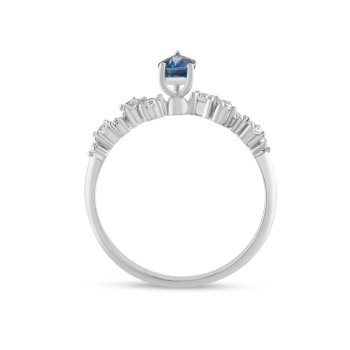 0,69 Karat Pırlanta Damla Safir Yüzük - 3