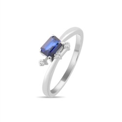 0,69 Karat Pırlanta Safir Yüzük - 2