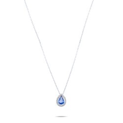 0,70 Karat Pırlantalı Damla Safir Kolye - 3