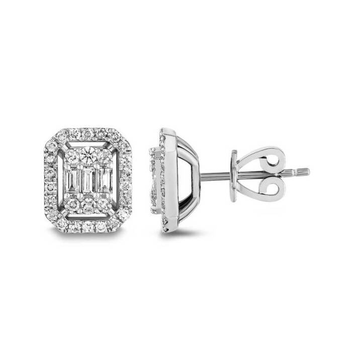 0,89 Karat Pırlanta Baget Küpe - 1