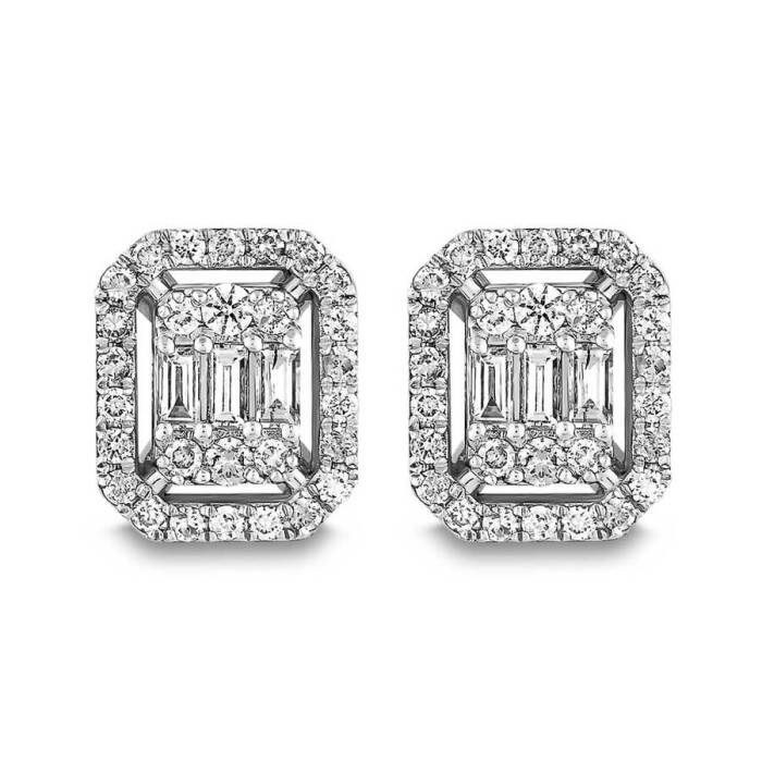 0,89 Karat Pırlanta Baget Küpe - 2