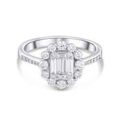 0,72 Karat Pırlanta Baget Yüzük - 