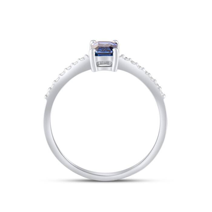 0,72 Karat Pırlanta Baget Safir Yüzük - 3