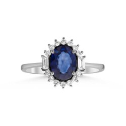 0,73 Karat Pırlanta Safir Yüzük - 