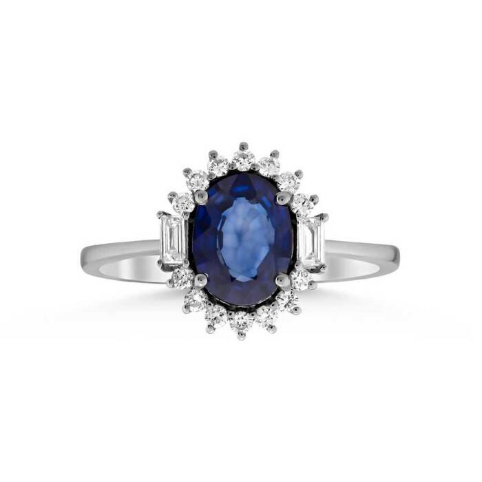 0,73 Karat Pırlanta Safir Yüzük - 1