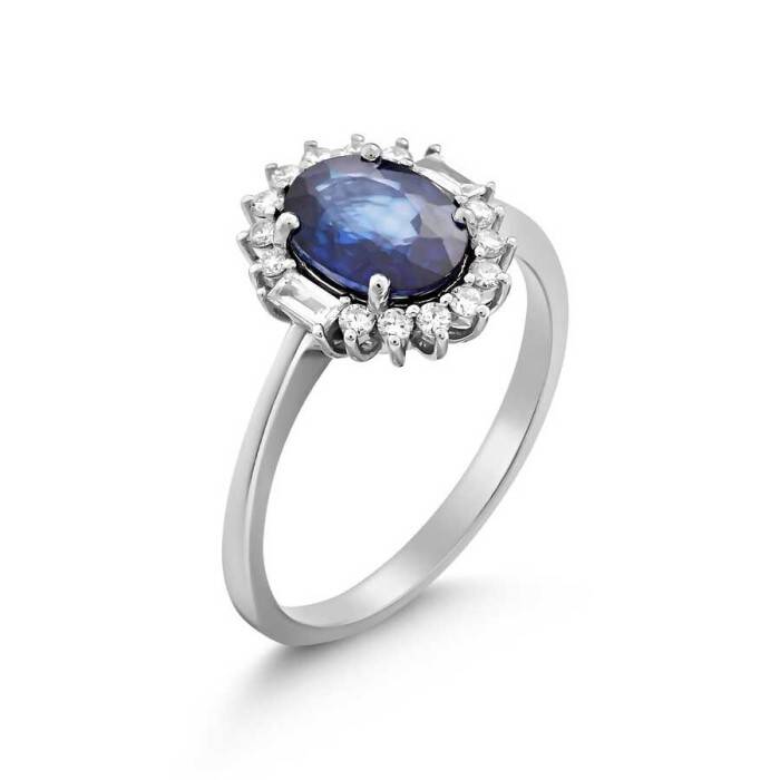 0,73 Karat Pırlanta Safir Yüzük - 2