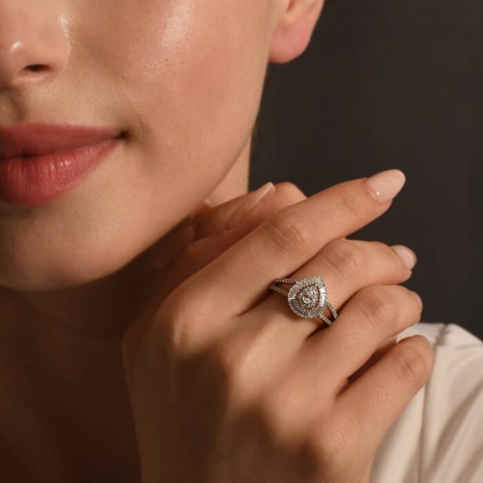 0,74 Karat Pırlanta Damla Fantezi Yüzük - 1