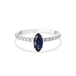 0,74 Karat Pırlantalı Safir Yüzük - 1