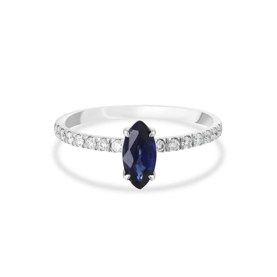 0,74 Karat Pırlantalı Safir Yüzük - 1