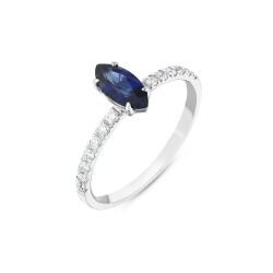 0,74 Karat Pırlantalı Safir Yüzük - 2
