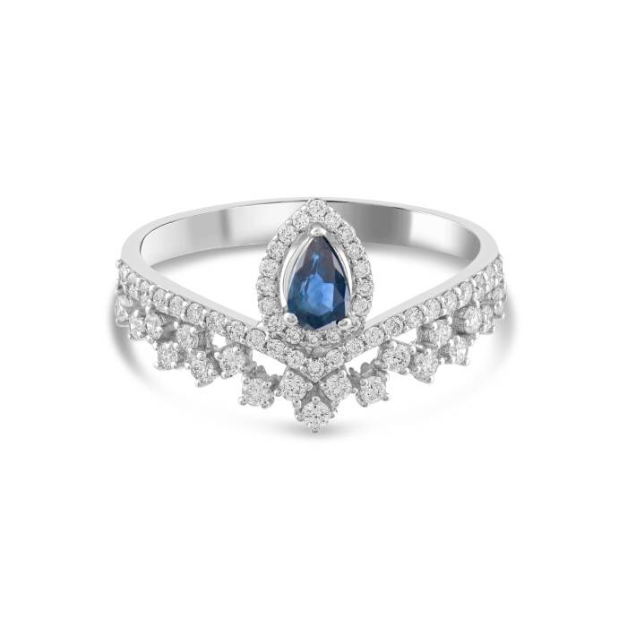 0,76 Karat Pırlanta Safir Yüzük - 1