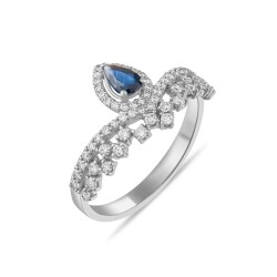 0,76 Karat Pırlanta Safir Yüzük - 2
