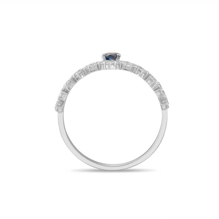 0,76 Karat Pırlanta Safir Yüzük - 3