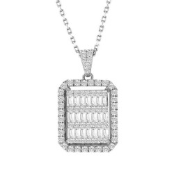 0,78 Karat Pırlanta Baget Kolye - 