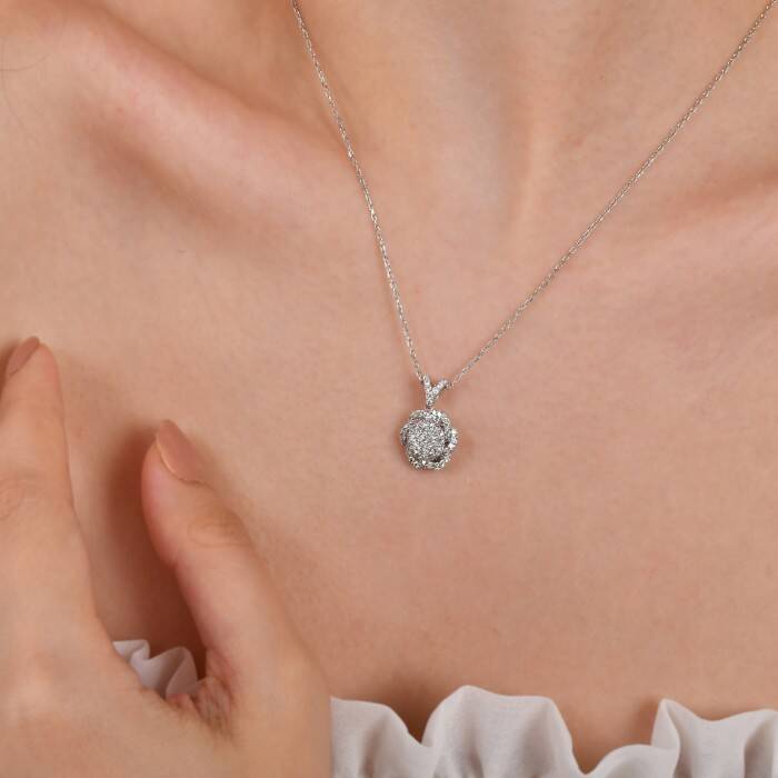 0,78 Karat Pırlanta Invisible Kolye - 3