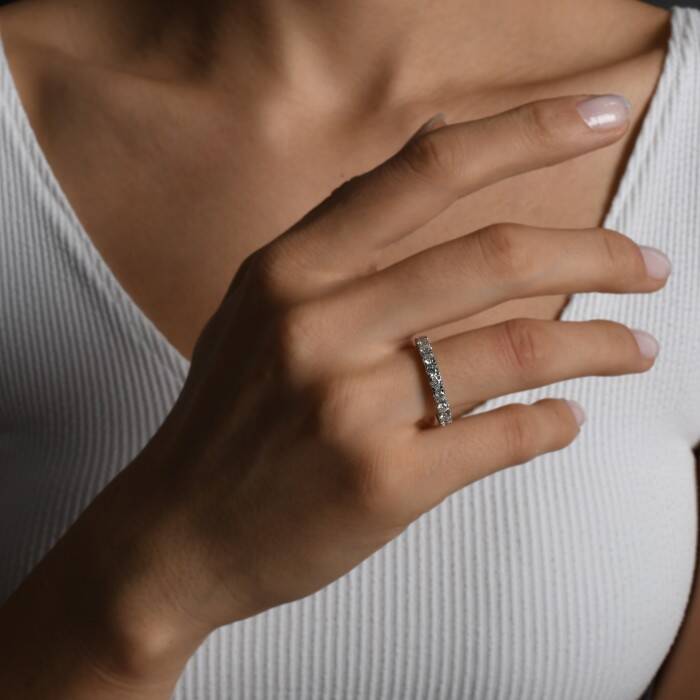 0,78 Karat Pırlanta Yarımtur Yüzük - 3