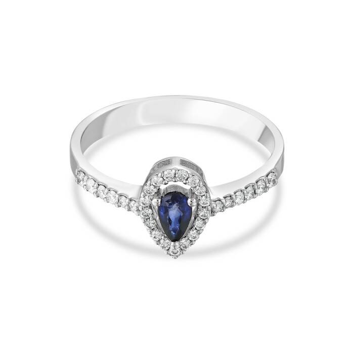 0,54 Karat Pırlanta Damla Safir Yüzük - 2