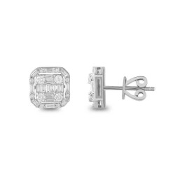 0,79 Karat Pırlanta Baget Küpe - 