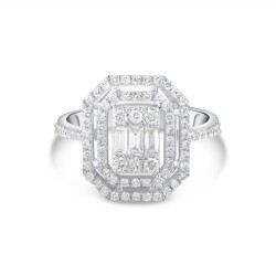 0,79 Karat Pırlanta Baget Yüzük - 