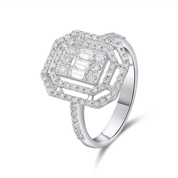 0,79 Karat Pırlanta Baget Yüzük - 2