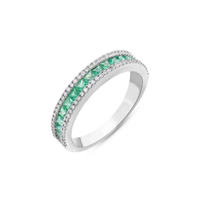 0,79 Karat Pırlanta Zümrüt Yüzük - 1