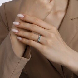 0,79 Karat Pırlanta Zümrüt Yüzük - 3