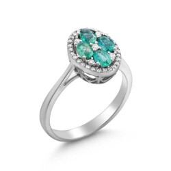 0,79 Karat Pırlanta Zümrüt Yüzük - 2