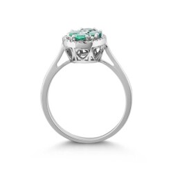 0,79 Karat Pırlanta Zümrüt Yüzük - 3