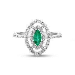 0,80 Karat Pırlanta Zümrüt Yüzük - 