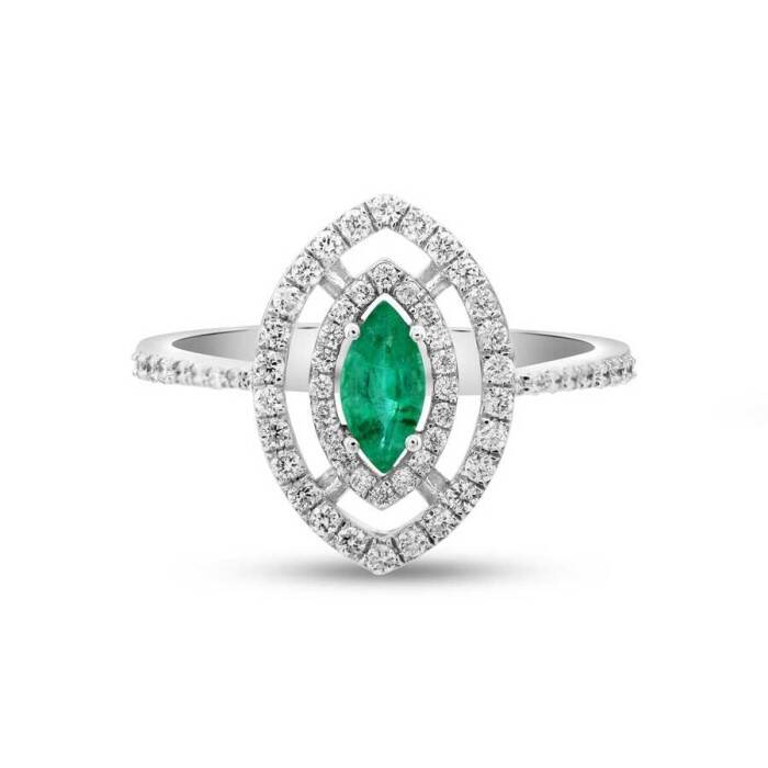 0,80 Karat Pırlanta Zümrüt Yüzük - 1