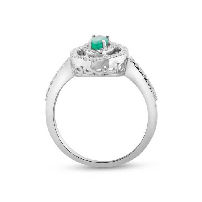 0,80 Karat Pırlanta Zümrüt Yüzük - 3