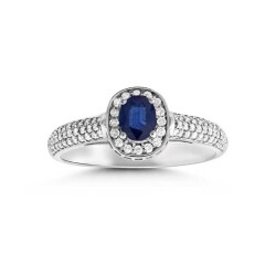 0,81 Karat Pırlantalı Safir Yüzük - 1