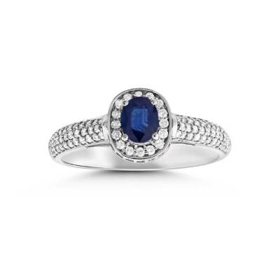 0,81 Karat Pırlantalı Safir Yüzük - 1