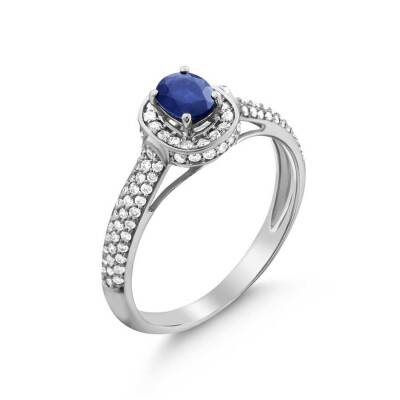 0,81 Karat Pırlantalı Safir Yüzük - 2