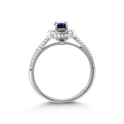 0,81 Karat Pırlantalı Safir Yüzük - 3