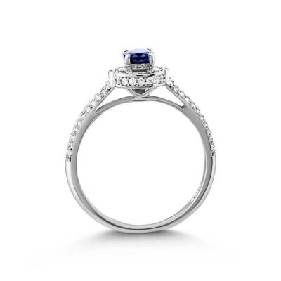 0,81 Karat Pırlantalı Safir Yüzük - 3