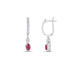 0,82 Karat Pırlanta Yakut Küpe - 