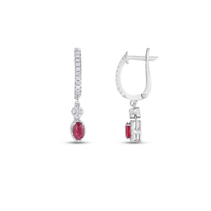 0,82 Karat Pırlanta Yakut Küpe - 1