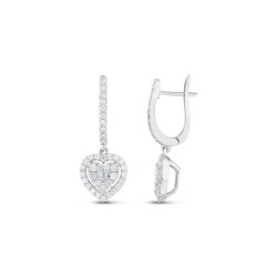 0,82 Karat Pırlanta Baget Kalp Küpe - 2