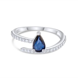 0,83 Karat Pırlanta Safir Damla Yüzük - 