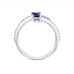 0,83 Karat Pırlanta Safir Damla Yüzük - 2