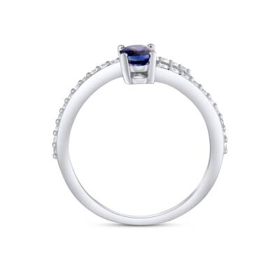 0,83 Karat Pırlantalı Safir Damla Yüzük - 2