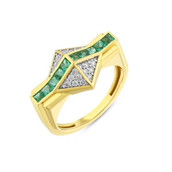 0,68 Karat Pırlanta Zümrüt Yüzük - 2