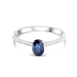 0,84 Karat Pırlanta Safir Yüzük - 