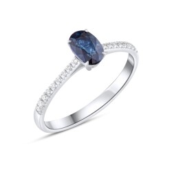 0,84 Karat Pırlanta Safir Yüzük - 2