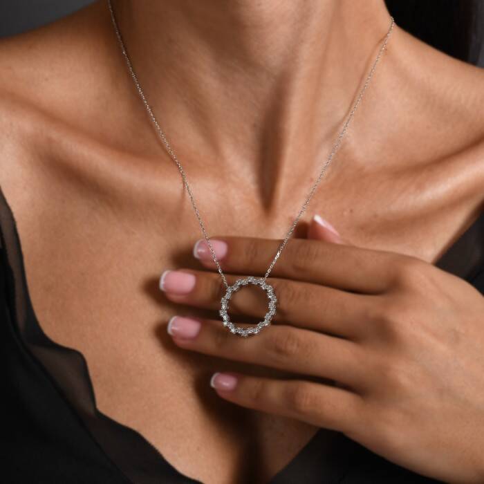 0,85 Karat Pırlanta Fantezi Halka Kolye - 3